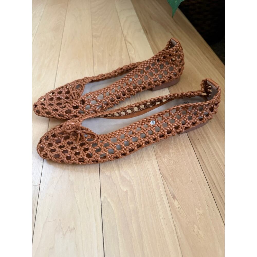 Emerald Label Brown Woven Flats